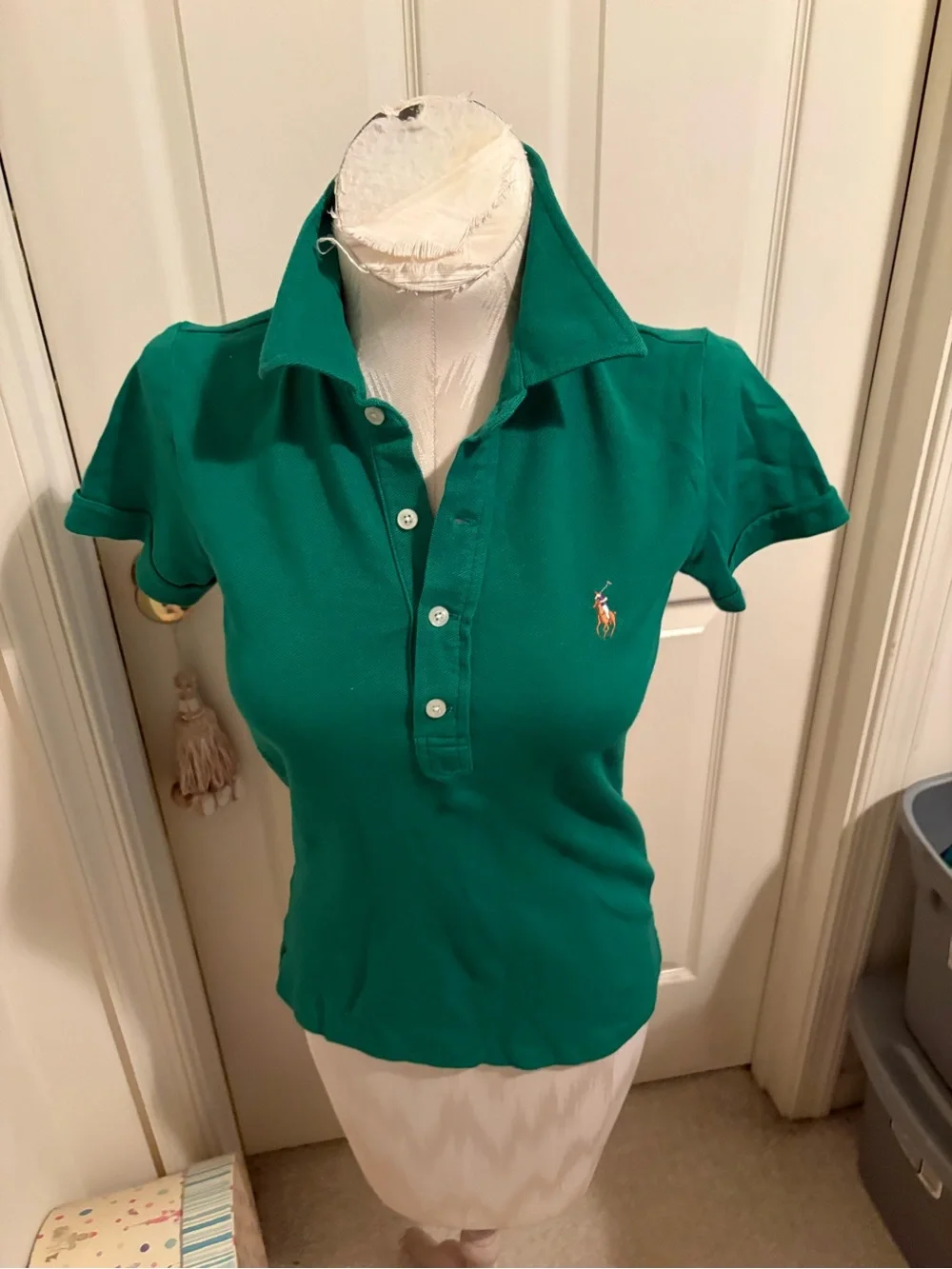 Ralph Lauren Emerald Green Girls' Polo Shirt with Pony Logo Large